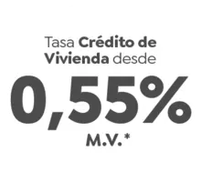 Tasa de crédito de vivienda desde 0,55% M.V*