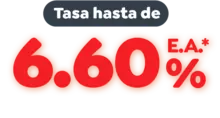 Tasa hasta de 6.60% E.A.